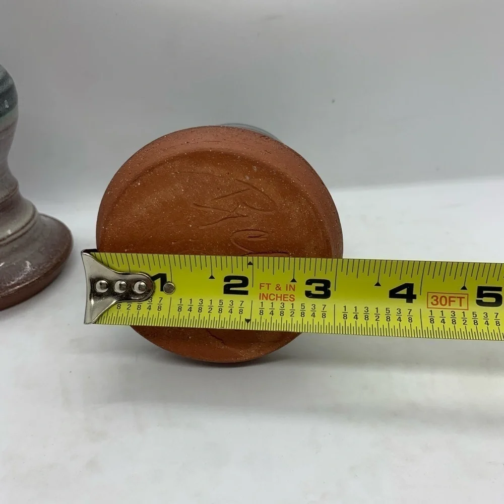 Vintage Signed Glazed Studio Pottery Candlesticks